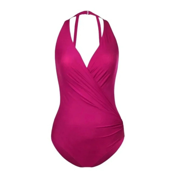 NWT MIRACLESUIT Tummy Control Rock Solid Wrapsody One Piece Swimsuit Size 16 - Picture 2 of 11